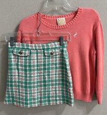 The Beaufort Bonnet Company Outfit Set Size 12 Preppy Girly Plaid Skirt Sweater