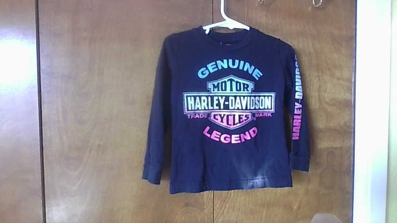 Harley Davidson T-Shirt Little Girls 4T Glitter Front Pink/Blue Logo Long Slv