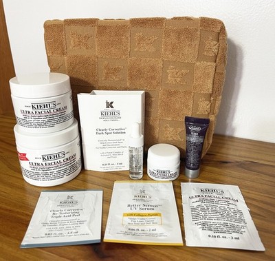 Kiehl's Ultra Facial Cream Set 4.2 oz + 1.7 oz & 6pcs Travel Set With Makeup Bag