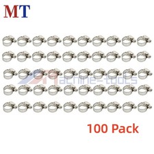 100 Pcs Stainless Steel Adjustable 3/8"-1/2" Drive Hose Clamps Fuel Line Clip