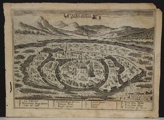 SZÉKESFÈHERVÀR HUNGARY 1685 GUIENOTTI UNUSUAL ANTIQUE COPPER ENGRAVED CITYVIEW