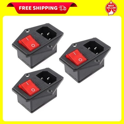3Pcs AC-14-F16A Switch Power Socket 10A Fuse Three in One Switch Power Socket