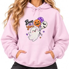 Boo To You Halloween Sweatshirt Women Hoodie Cute Ghost Balloons Pumpkin Jumper