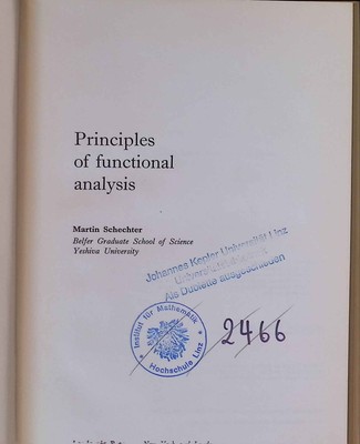 Principles of Functional Analysis. Schechter, Martin:
