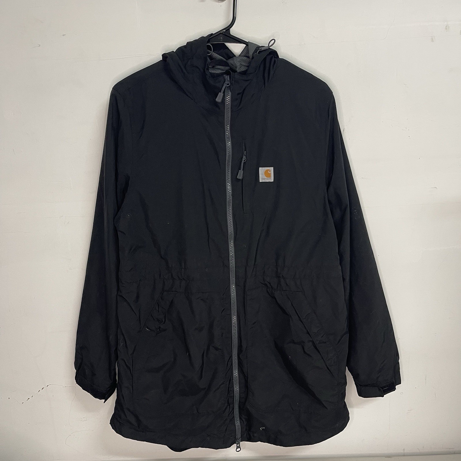 Carhartt Rain Defender Jacket Womens M Black Lightweight Hooded Rain Coat Work