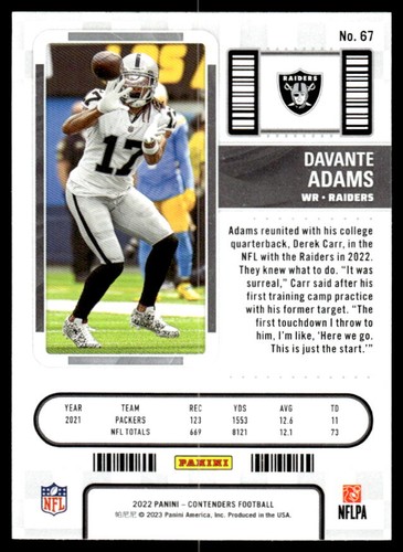 2022 Panini Contenders #67 Davante Adams - Picture 2 of 2