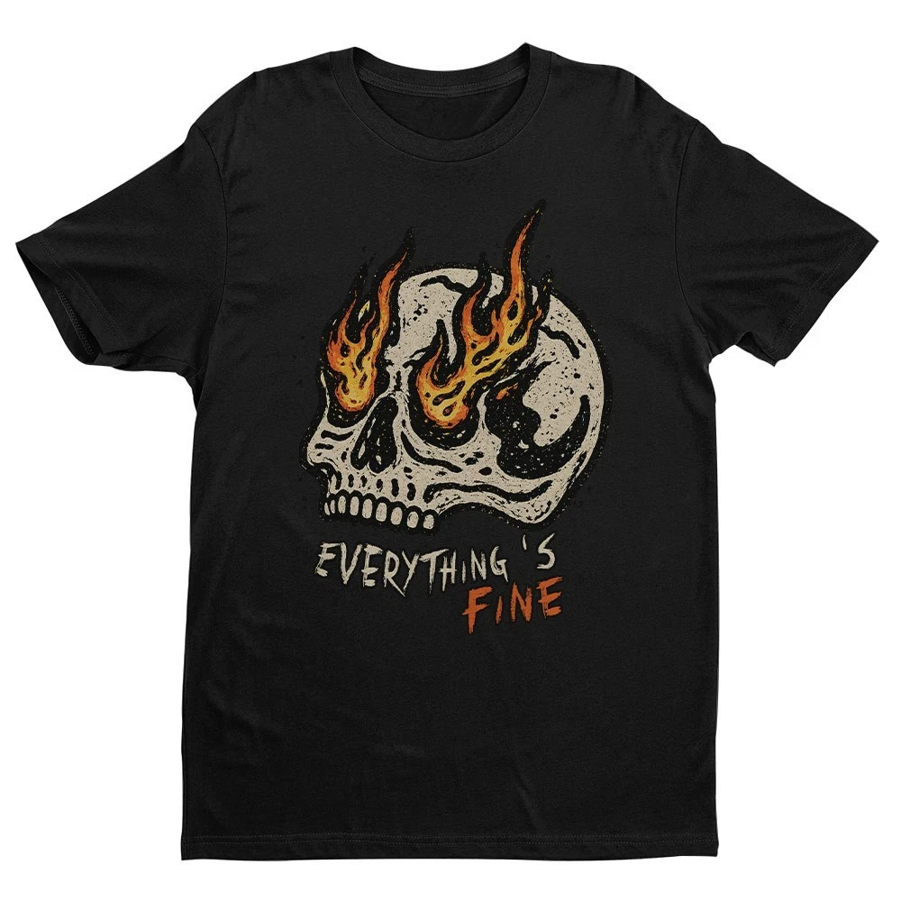 Retro Everything Is Fine Skull Unisex T-shirt | Skull Lover Gifts for Men