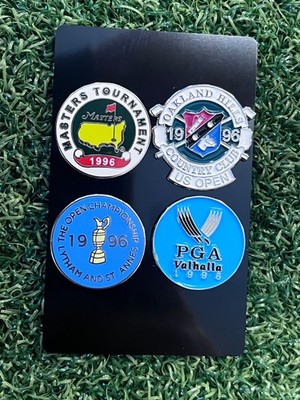 4er Set flache Golfball Marker 1996 Majors Masters, US Open, PGA etc. PORTOFREI