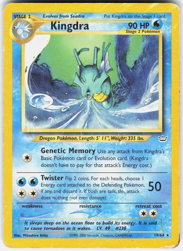 Kingdra 19/64 Rare Neo Revelation Pokemon Unlimited Heavily Played
