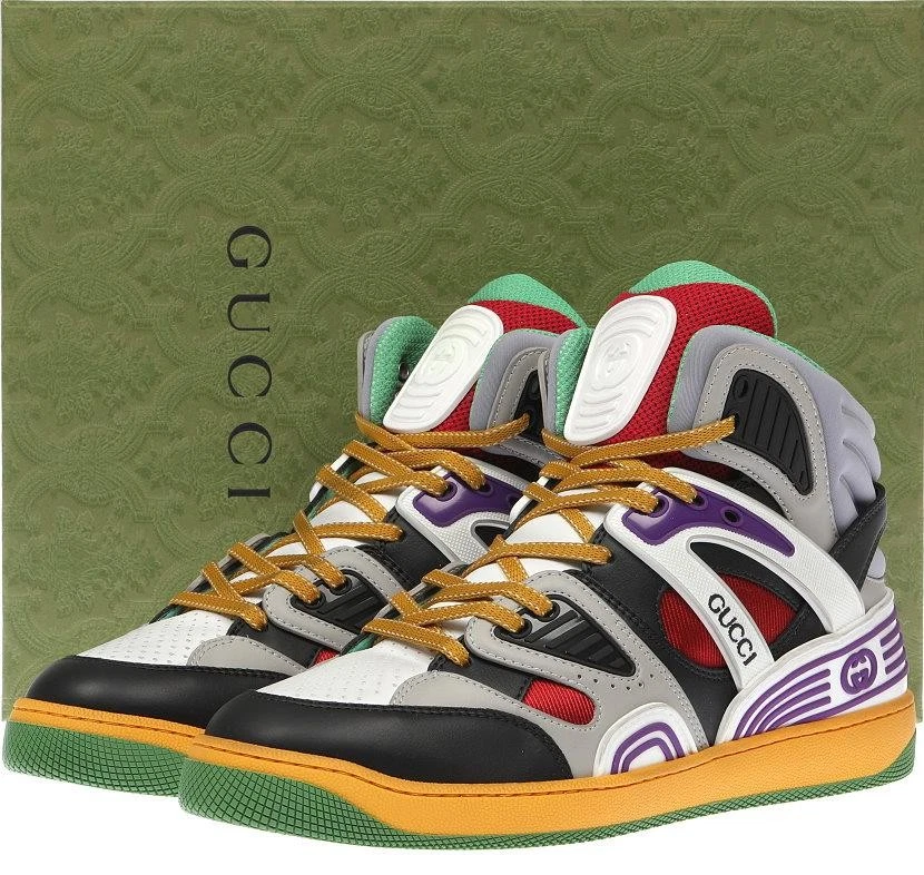 NOUVELLES CHAUSSURES BASKETS MONTANTES GUCCI HOMME PANIER IMBRIQUÉ 7/US 7,5