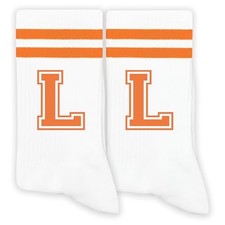 Orange Initial Stripes Socks withetter,Gifts for Birthday,Christmas,Back-to L