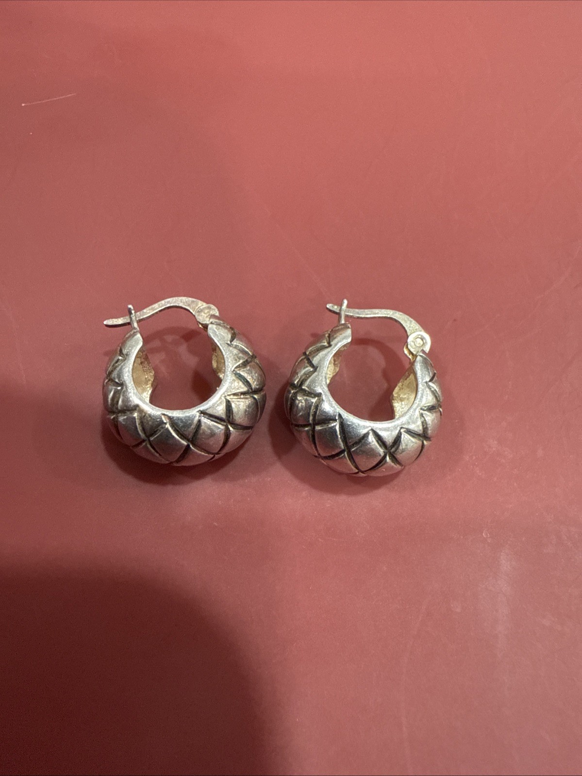 Vintage 925 Pineapple Silver Solid Half-Hoop Earr… - image 1