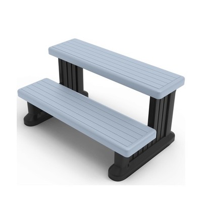 Outdoor Steps for Hot Tub Wide 31'', Gray/Fits Round and Straight Pools, Non-S...