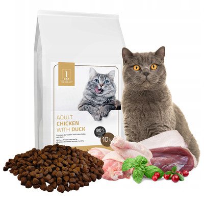 Getreidefreies Trockenfutter Katze 10 kg mit Huhn Ente Katzenfutter 1 CAT
