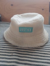 Justice Fuzzy Cold Weather Bucket Hat White Girls