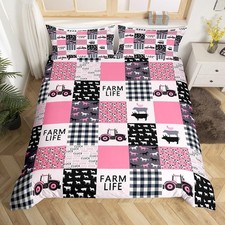 Feelyou Pink Tractor Bedding Set Horse Cow Cartoon Car Comforter Co... Fast Ship