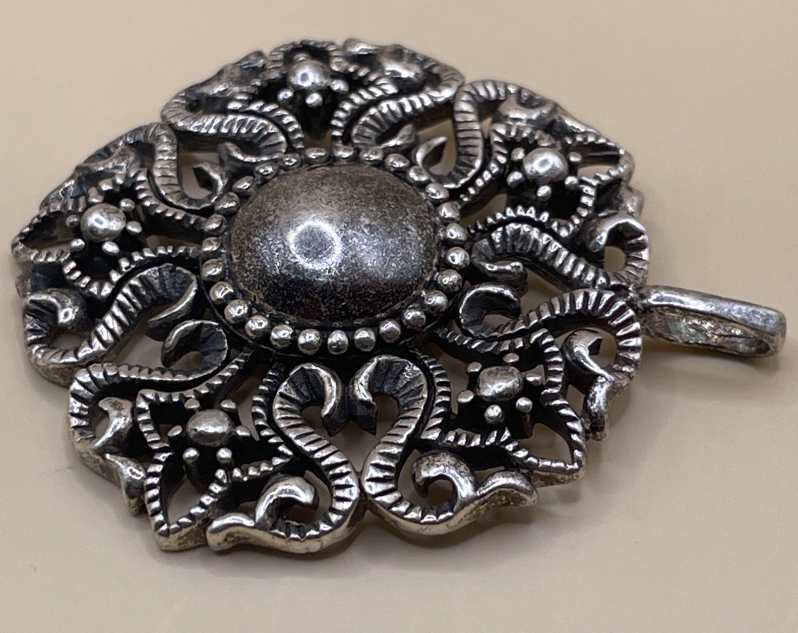 Ornate Filigree Design Solid Sterling Silver Pend… - image 4