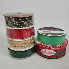 Craft Ribbon & Rope Trim Christmas Paid Dazzle Holiday Red Green Gold 6 Rolls
