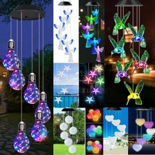 Solar Powered LED Wind Chime Lights Color-Changing Yard Garden Decor Xmas Gifts