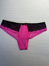 Victoria's Secret NWT VINTAGE Medium pink black satin - lace cheeky