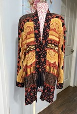 Carole Little Vintage 90s Crinkle Rayon Bols Batik Artwear Kimono Jacket Size 8