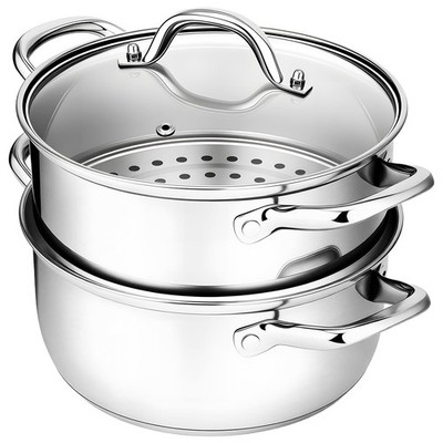 Chefbee Stainless Steel Steamer Pot - 3.2QT Steamer for Cooking with Food Bas...