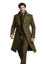 Men  s Victorian Wool Regency Tailcoat Vintage Steampunk Tailored Winter Overcoat