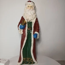 Vintage Resin Santa with Bell Holiday Christmas Decoration Figurine Statue