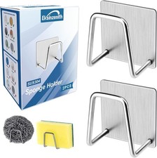 2 PCS Sponge Holder For Kitchen Sink Adhesive Stainless Steel SUS304 Silver