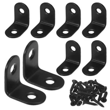 8-Pack L-Shape Bracket Corner Brace, 1x1 in Right Angle Bracket [Black]
