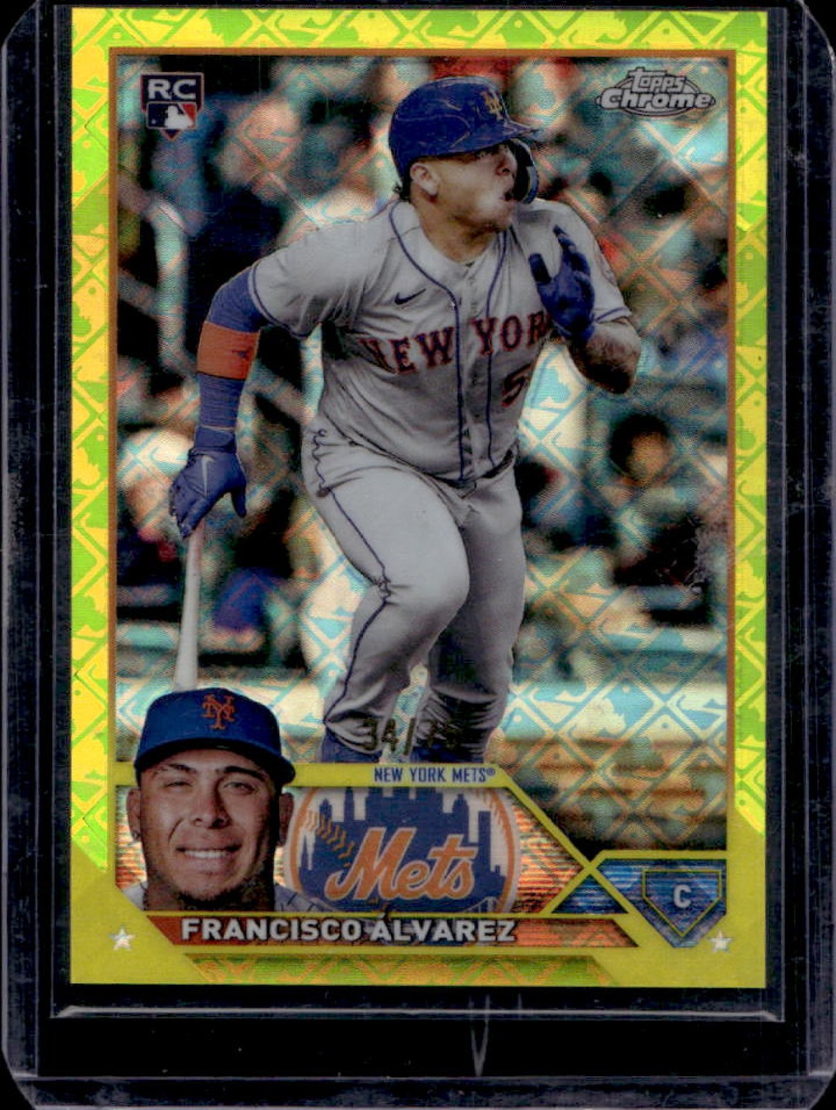 2023 Topps Chrome Logofractor Francisco Alvarez RC Yellow Refractor #/75 Mets