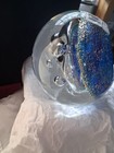 DYNASTY GALLERY ART GLASS PAPERWEIGHT COBALT BLUE GOLD FLECK CONTROLLED BUBBLE — photo 5
