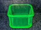 VTG Uranium Glass Depression 4" Square Ribbed Refrigerator Dish - NO LID