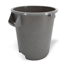 10 Gallon Gray Heavy-Duty round Plastic Trash Can  Heavy-Duty, Built-In Bag Cin