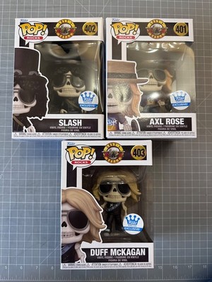 Funko Pop! Guns & Roses Skeleton Lot of 3 figures: Duff McKagan, Axl Rose, Slash