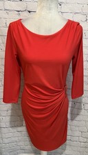 Tahari ASL Levine Orange 3/4 Sleeve Ruched Side Buckle DressCareer Office 6