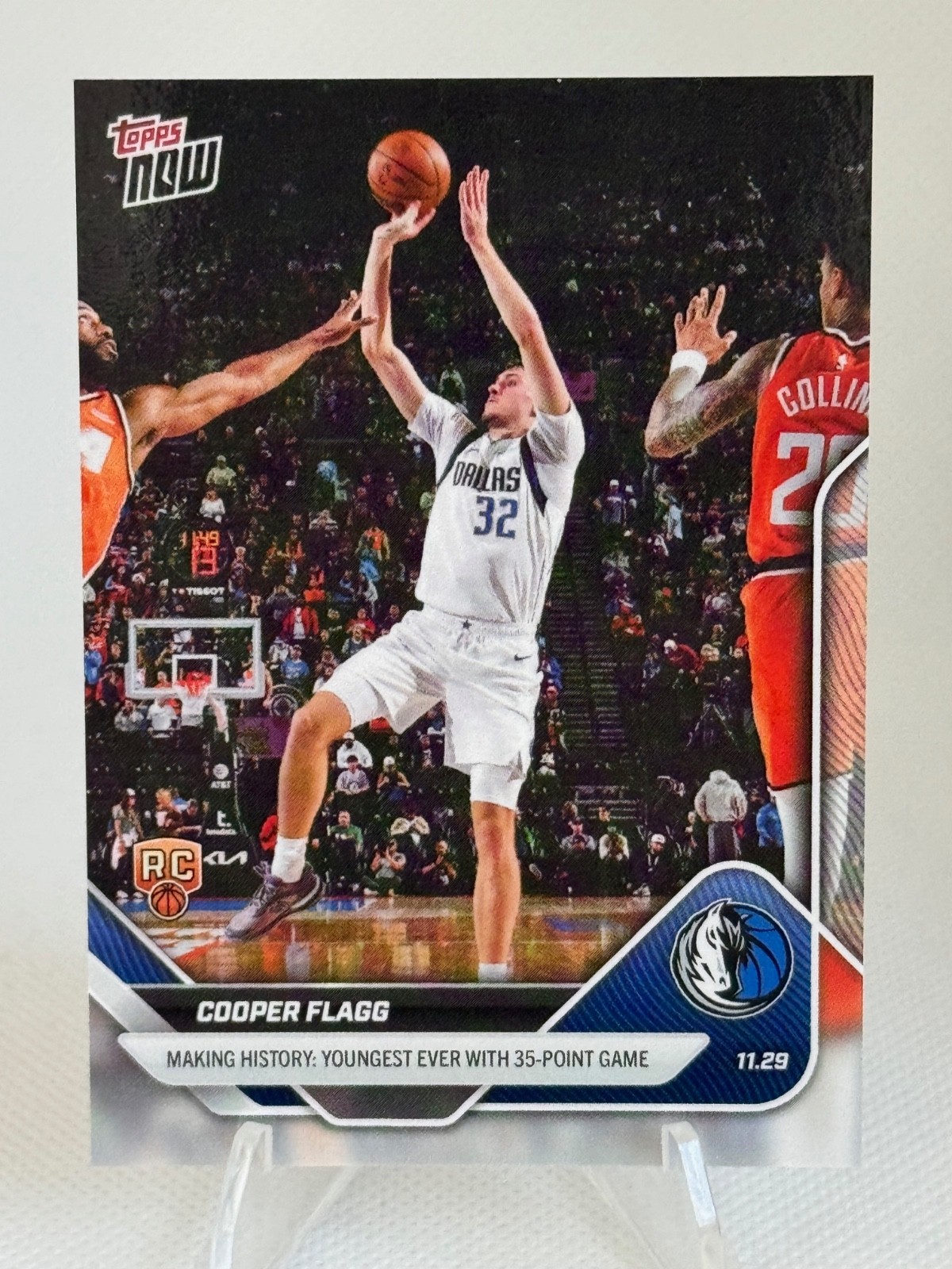 2025 Topps Now #67 Cooper Flagg RC Youngest Ever With 35-Point Game Mavericks