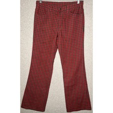 Levi  s STA-PREST women's Vintage plaid red pants flair 1970's Approx. 32x30