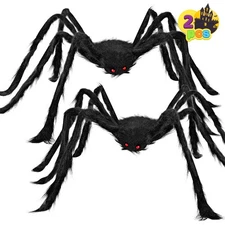 2 Pack 4 Ft Halloween Spider Decorations Outdoor, Scary Large Giant Spiders with