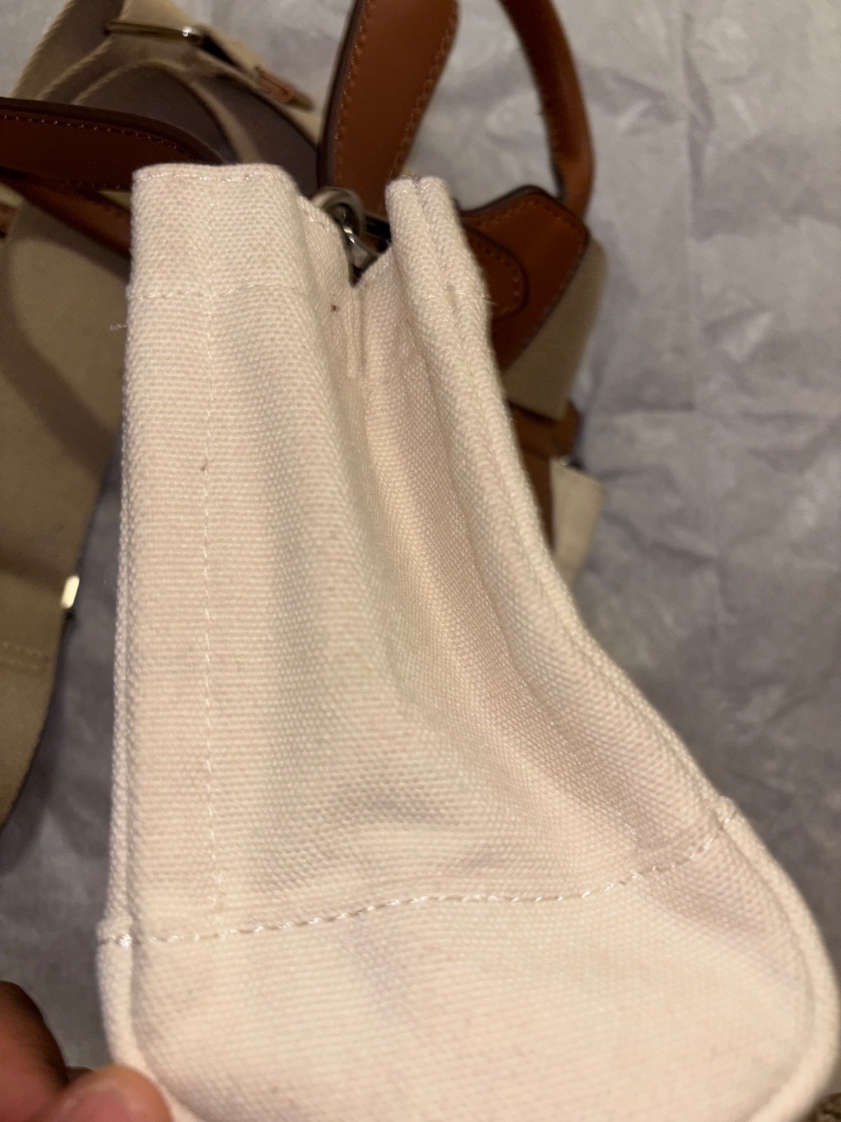 True Religion Mini Logo Tote Bag w/ Shoulder Strap Natural Travel Crossbody Used thumbnail 6