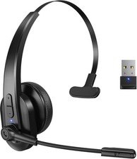 Bluetooth Headset with USB Dongle for Computer, Single-Ear Wireless Headset w...