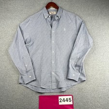 Penguin Heritage Slim Fit Shirt Blue Geometric Swirl Button Up Long Sleeve Men M