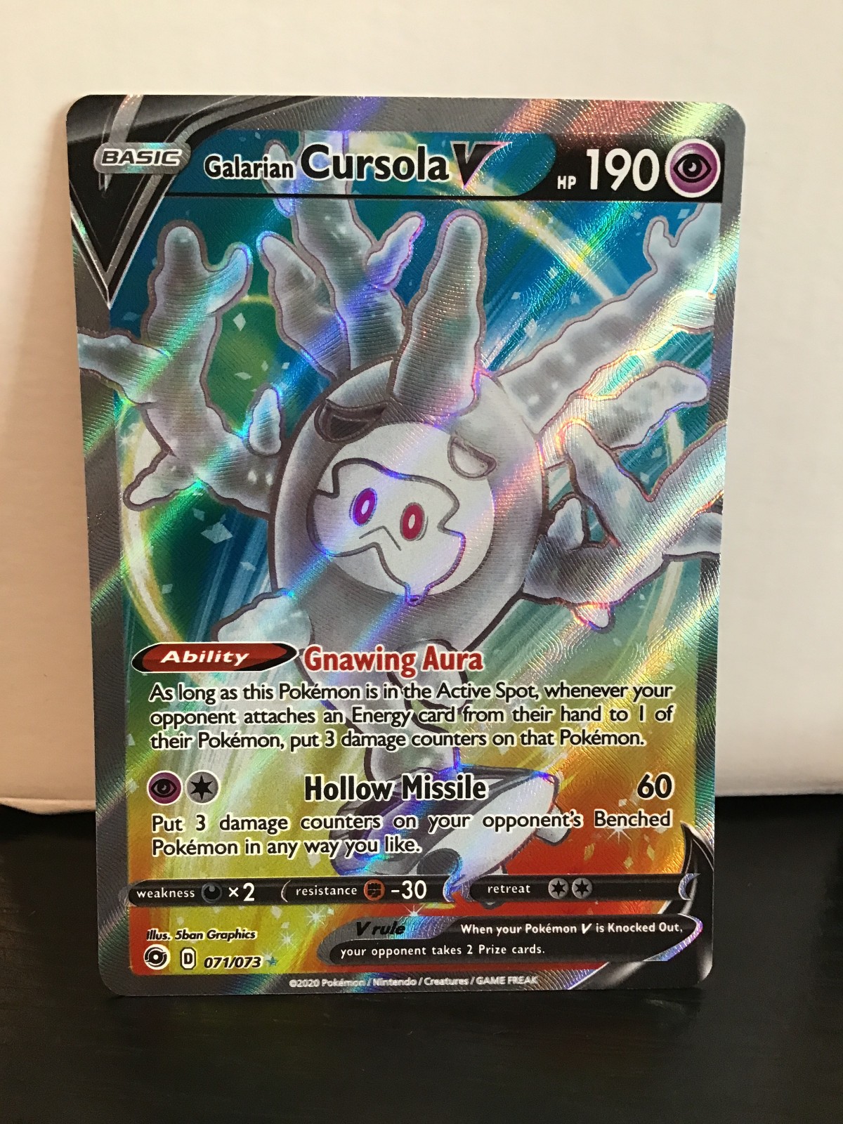 Galarian Cursola V 71/73 Ultra Rare Pokemon Champion's Path Full Art Holo