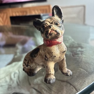 1930's Antique HUBLEY FRENCH BULLDOG Dog Cast Iron Miniature Paperweight