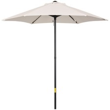 Outsunny 2m Parasol Patio Umbrella, Outdoor Sun Shade with 6 Ribs Cream White