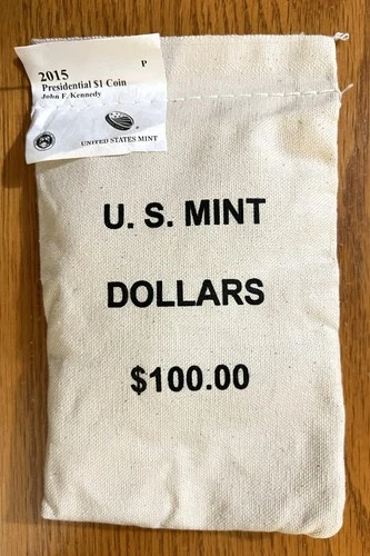 2015 Kennedy $100 Uncirculated Presidential Dollars in Sealed US Mint Bag P Mint
