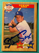 SIGNED STEVE SAX 1987 TOPPS ALL STAR BASEBALL CARD AUTOGRAPH - DODGERS