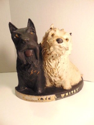 Vintage Fleischmann Distilling Co. whisky Black and White dog bar display