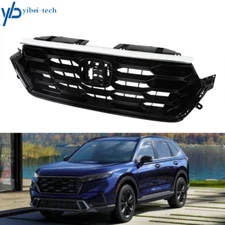 Front Upper Grille Gloss Black Honeycomb Grill For Honda CRV 2023-2024 Plastic