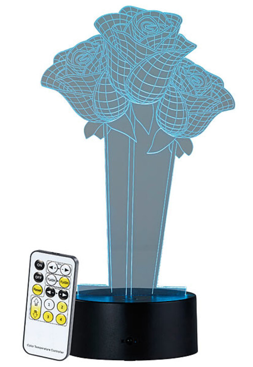 Socle LED motif roses Lunartec LS-7.3D idée cadeau anniversaire